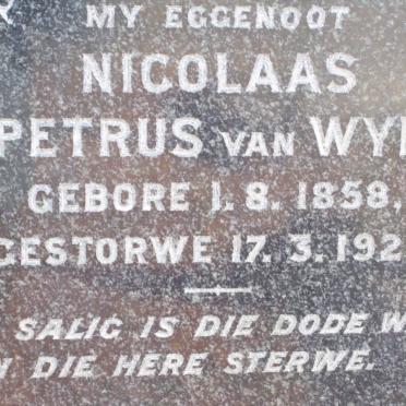 WYK Nicolaas Petrus, van 1858-1923 &amp; Catharina Johanna Fredrika VAN WYK 1855-1948
