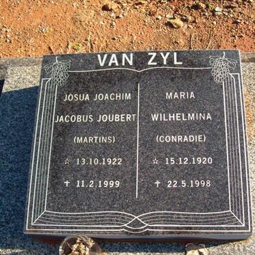 ZYL Josua Joachim Jacobus Joubert, van 1922-1999 &amp; Maria Wilhelmina CONRADIE 1920-1998