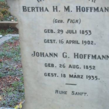 HOFFMANN Johann G. 1852-1935 &amp; Bertha H.M. FICK 1853-1902