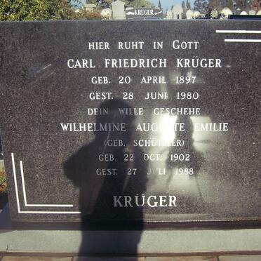 KRUGER Carl Friedrich 1897-1980 &amp; Wilhelmine Auguste Emilie SCHUTZLER 1902-1988