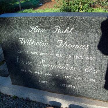 ? Wilhelm Thomas 1893-1957 &amp; Lissie Magdalene Else 1895-1978