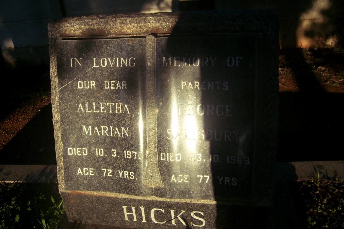HICKS George -?? & Alletha Marian -1971