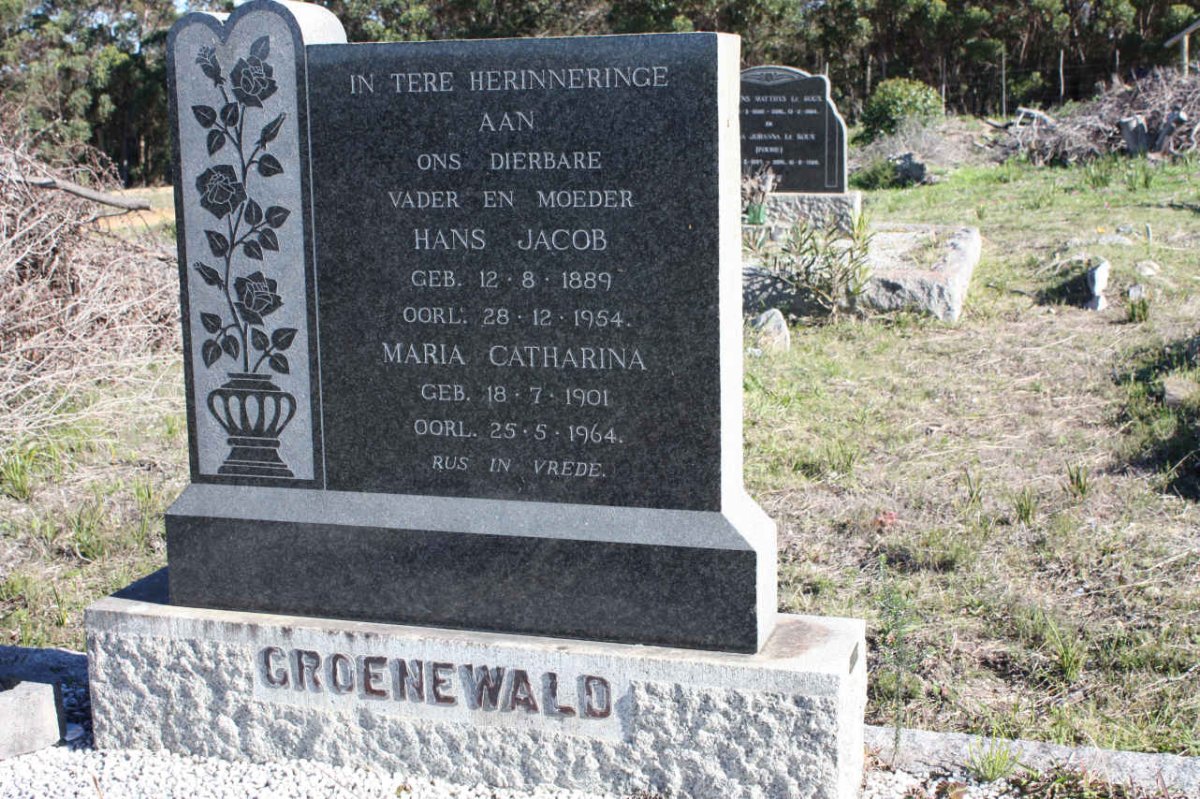 GROENEWALD Hans Jacob 1889-1954 & Maria Catharina 1901-1964