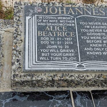 JOHANNES Alice Beatrice 1957-2016