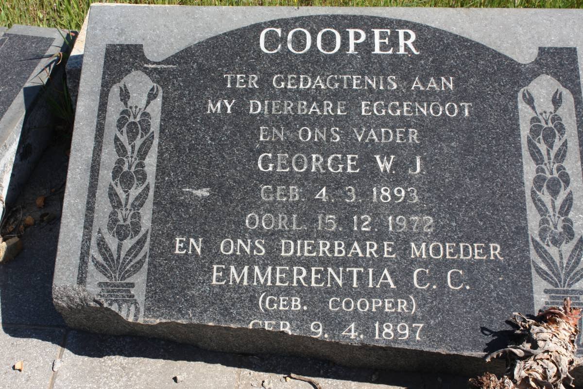 COOPER George W.J. 1893-1972 &amp; Emmerentia C.C. COOPER 1897-1984