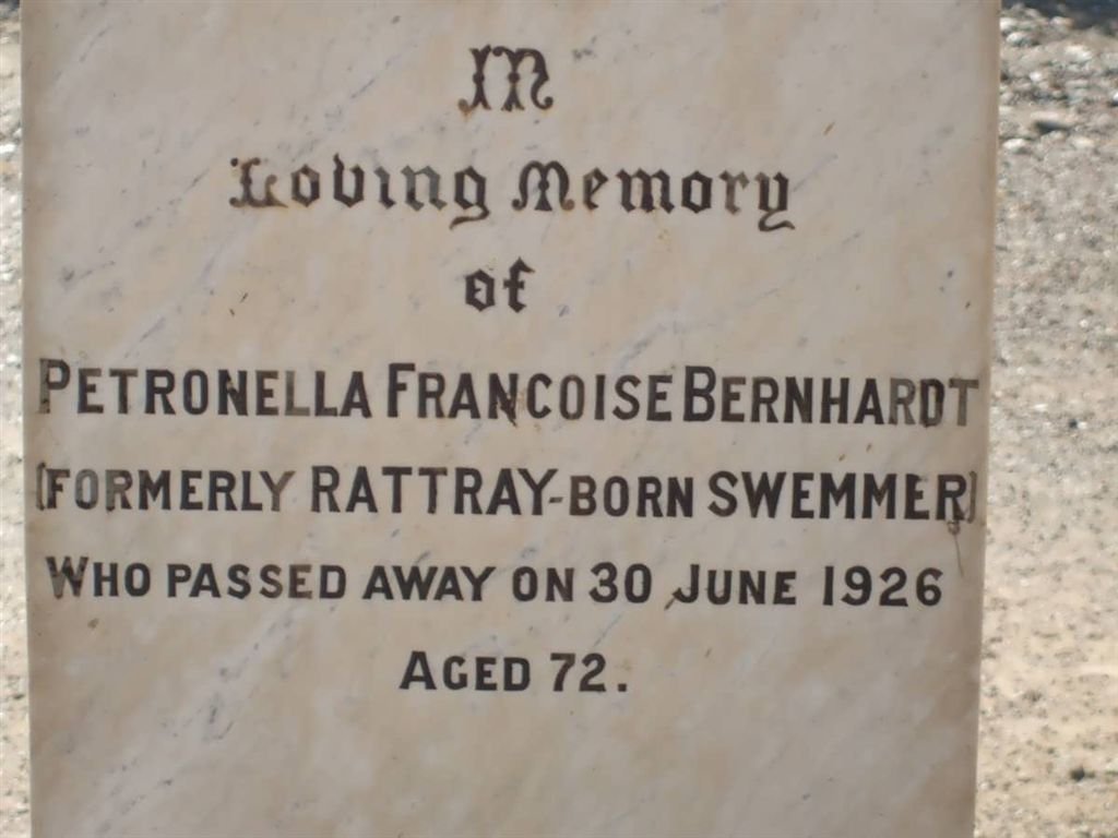 BERNHARDT Petronella Francoise formerly RATTRAY nee SWEMMER -1926
