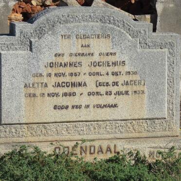 ODENDAAL Johannes Jochemus 1857-1930 &amp; Aletta Jacomina DE JAGER 1880-1933
