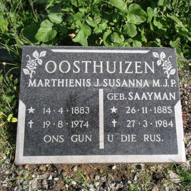 OOSTHUIZEN Marthienis J. 1883-1974 &amp; Susanna M.J.P. SAAYMAN 1885-1984