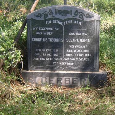 GERBER Cornelius Theodoris 1891-1967 &amp; Susara Maria CRONJE 1895-1984