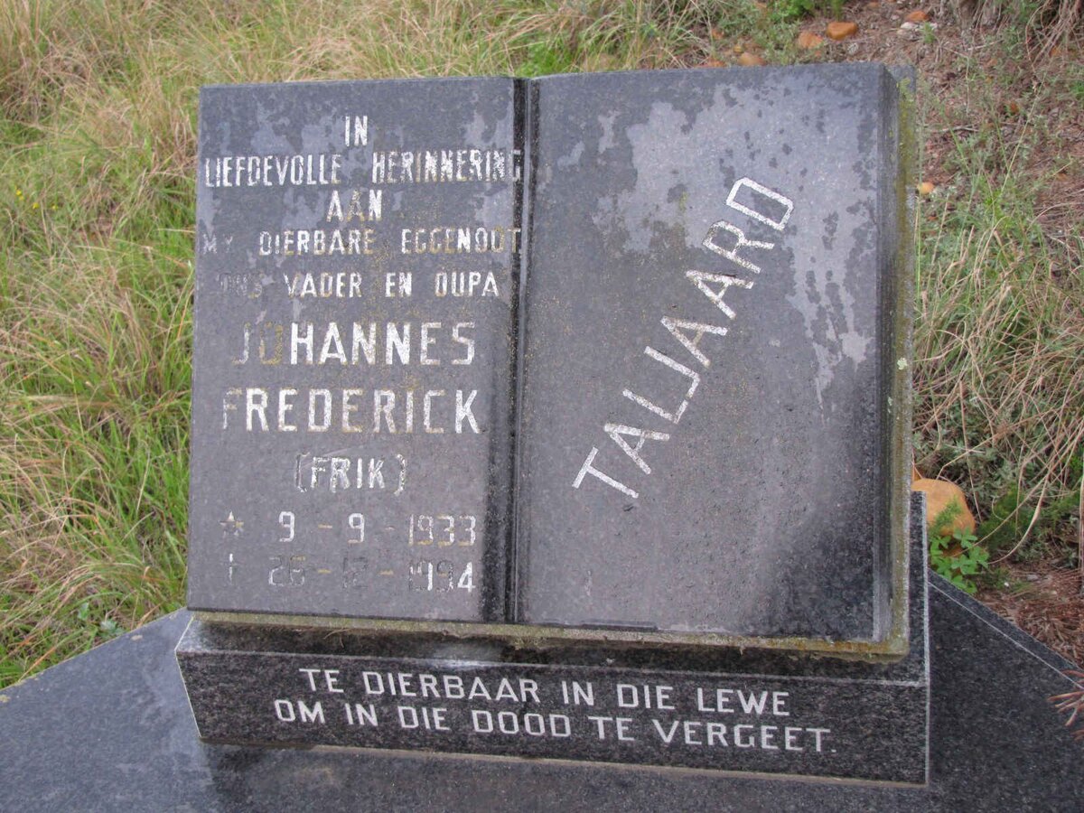 TALJAARD Johannes Frederick 1933-1994