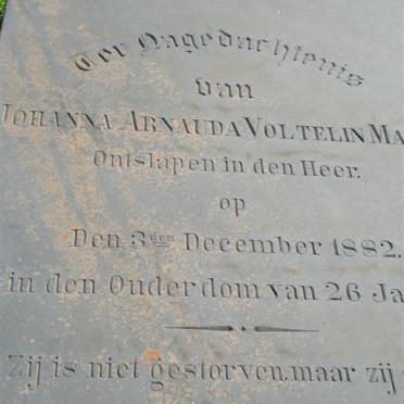 MALAN Johanna Arnauda Voltelin  -1882