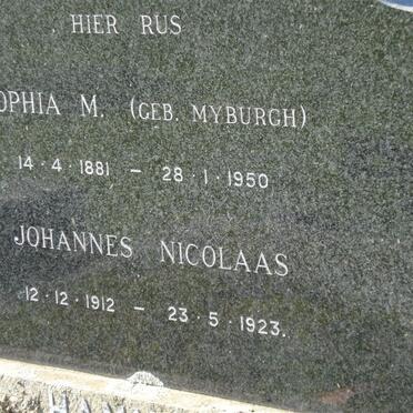 ? Sophia M. geb. MYBURGH 1881-1950 :: ? Johannes Nicolaas 1912-1923