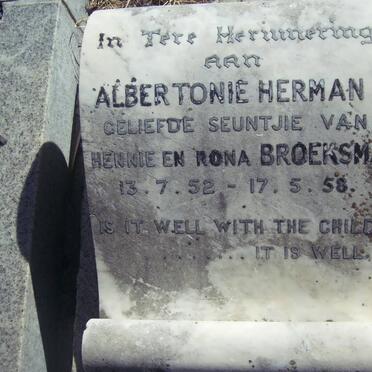 BROEKSMA Albertonie Herman 1952-1958