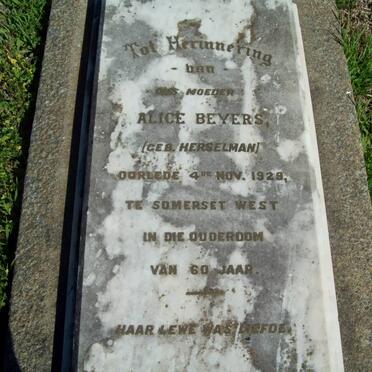 BEYERS Alice nee HERSELMAN -1929