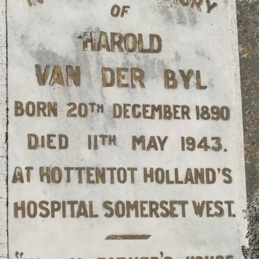 BYL Harold, van der 1890-1943