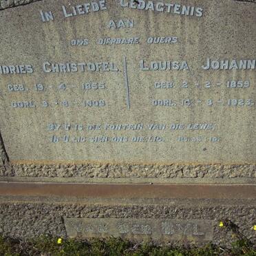 BYL Andries Christofel, van der 1855-1909 &amp; Louisa Johanna 1859-1923