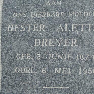 DREYER Hester Aletta 1874-1956