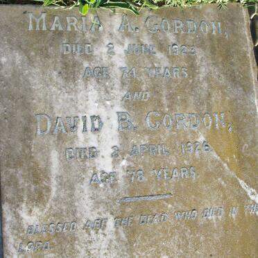 GORDON David B. -1926 &amp; Maria A. -1923
