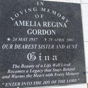 GORDON Amelia Regina 1937-2001