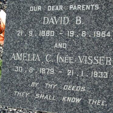 GORDON David B. 1880-1964 &amp; Amelia C. VISSER 1879-1933