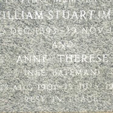 HUTCHINS William Stuart 1893-1962 &amp; Anne Therese BATEMAN 1901-1982