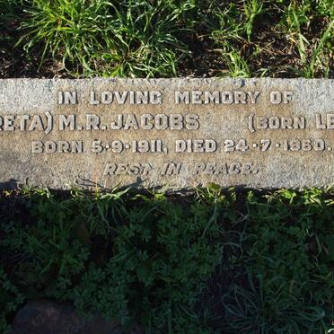 JACOBS M.R. nee LEWIS 1911-1960