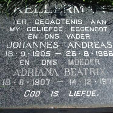 KELLERMAN Johannes Andreas 1906-1966 &amp; Adriana Beatrix 1907-1970