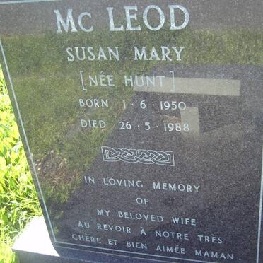 Mc LEOD Susan Mary nee HUNT 1950-1988