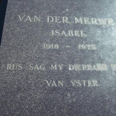 MERWE Isabel, van der 1918-1975