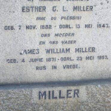 MILLER James William 1871-1957 &amp; Esther C.L. DU PRESSIS 1882-1947