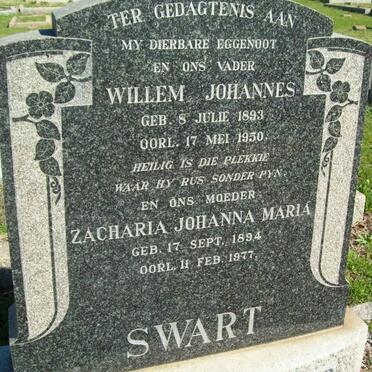 SWART Willem Johannes 1893-1950 &amp; Zacharia Johanna Maria 1894-1977