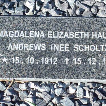 ANDREWS Magdalena Elizabeth Hauman nee SCHOLTZ 1912-1998