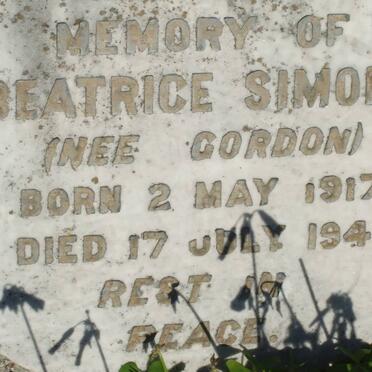 SIMONS Beatrice nee GORDON 1917-1945