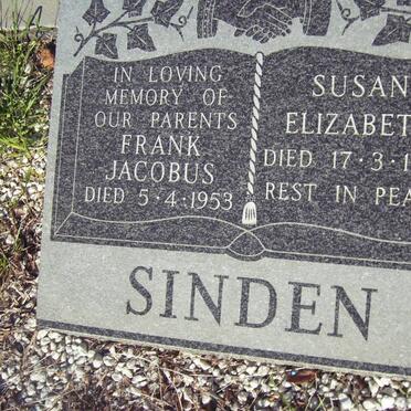 SINDEN Frank Jacobus -1953 &amp; Susan Elizabeth -1974