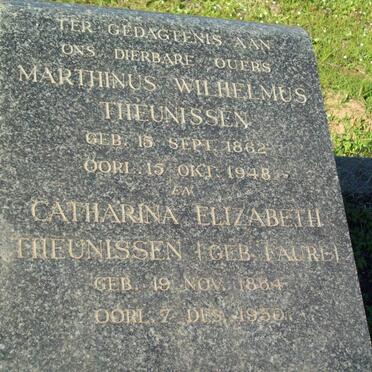 THEUNISSEN Marthinus Wilhelmus 1862-1948 &amp; Catharina Elizabeth FAURE 1864-1930