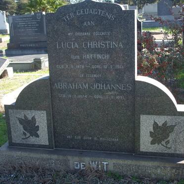 WIT Abraham Johannes, de 1874-1951 &amp; Lucia Christina HATTINGH 1878-1951
