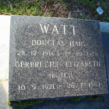WATT Douglas Haig 1916-1978 &amp; Gerbrecht Elizabeth Botes 1921-1983