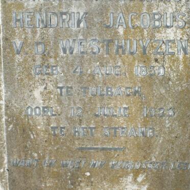 WESTHUYZEN Hendrik Jacobus, v.d. 1850-1925