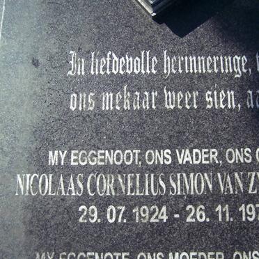 ZYL Nicolaas Cornelius Simon, van 1924-1976 &amp; Wildred Venus 1924-2004 :: VAN ZYL Vico 1947-1993