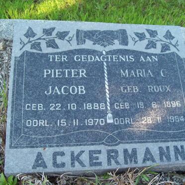 ACKERMANN Pieter Jacob 1888-1970 &amp; Maria C. ROUX 1896-1964