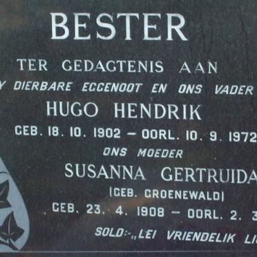 BESTER Hugo Hendrik 1902-1972 &amp; Susanna Gertruida GROENWALD 1908-1990