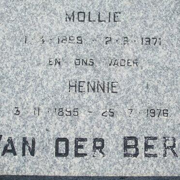 BERG Hennie, van der 1895-1976 &amp; Mollie 1899-1971