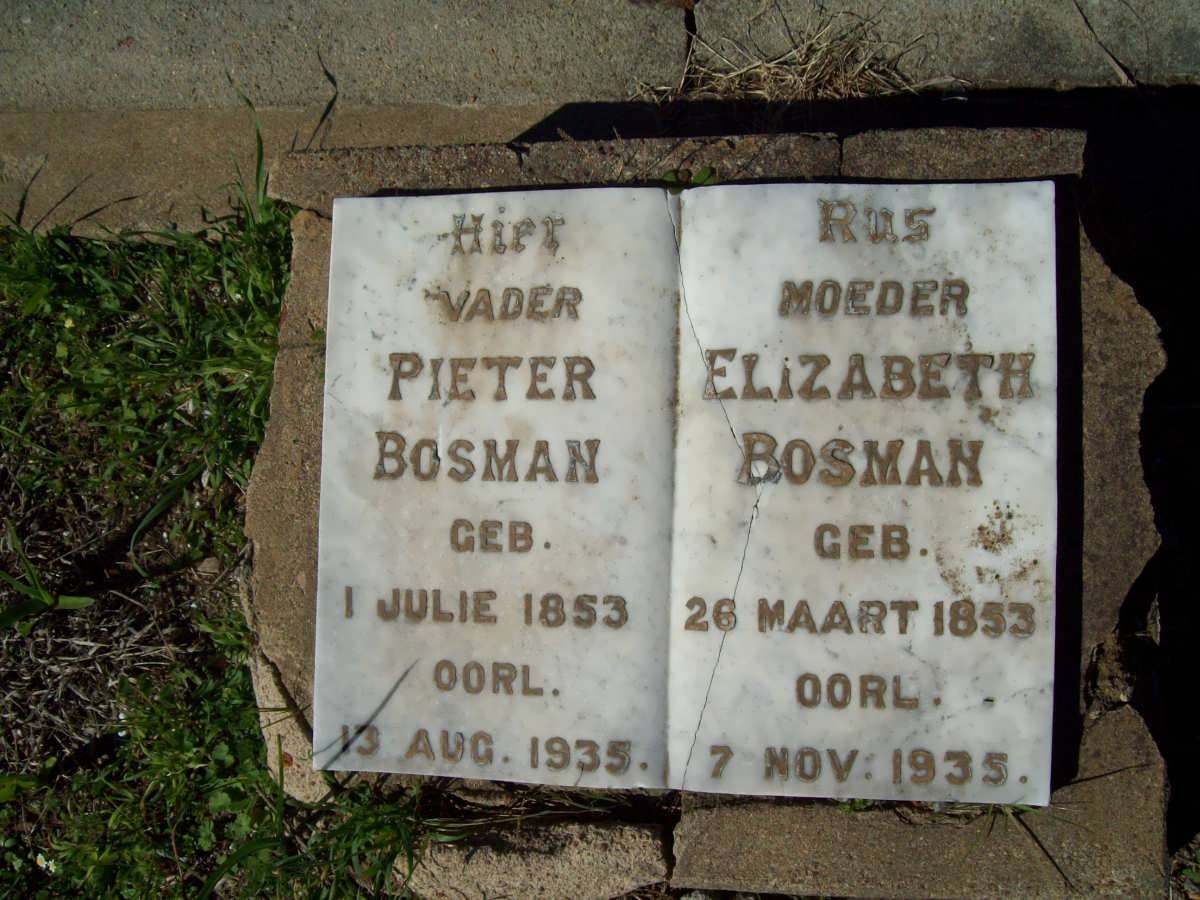 BOSMAN Pieter 1853-1935 &amp; Elizabeth 1853-1935