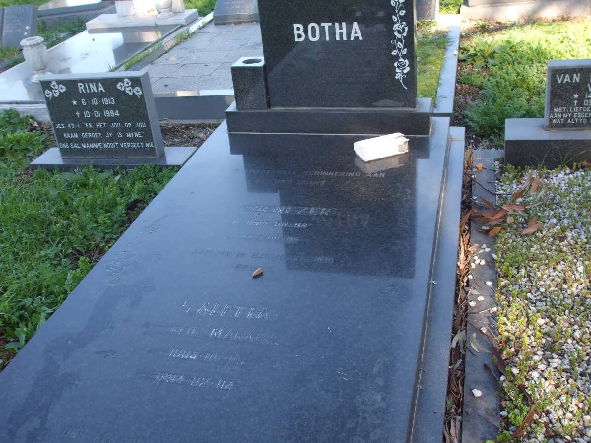 BOTHA Ebenezer 1904-1995 &amp; Aletta MARAIS 1904-1994