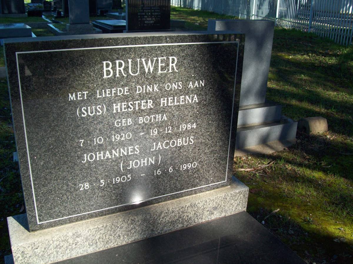 BRUWER Johannes Jacobus 1905-1990 &amp; Hester Helena BOTHA 1920-1984
