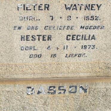 BASSON Pieter Watney -1952 &amp; Hester Cecilia -1973