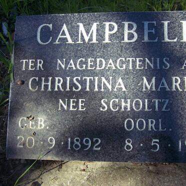 CAMPBELL Christina Maria nee SCHOLTZ 1892-1988