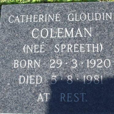 COLEMAN Catherine Gloudine nee SPREETH 1920-1981