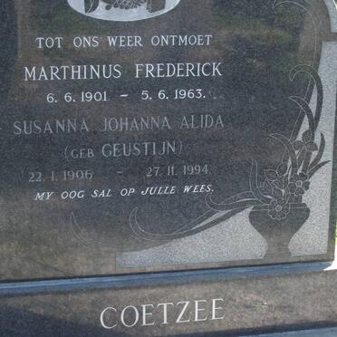 COETZEE Marthinus Frederick 1901-1963 &amp; Susanna Johanna Alida GEUSTIJN 1906-1994