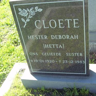 CLOETE Hester Debora 1920-1983